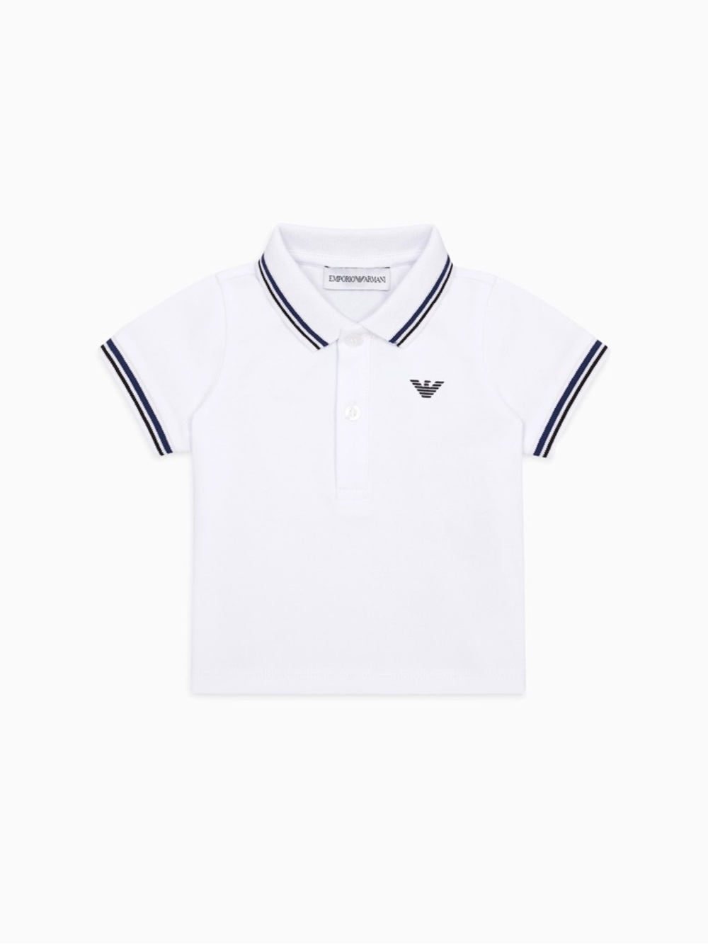 6 months Emporio Armani White Polo Shirt  with Navy Trim
